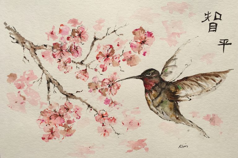 Hummingbird painted by Kim Knuth